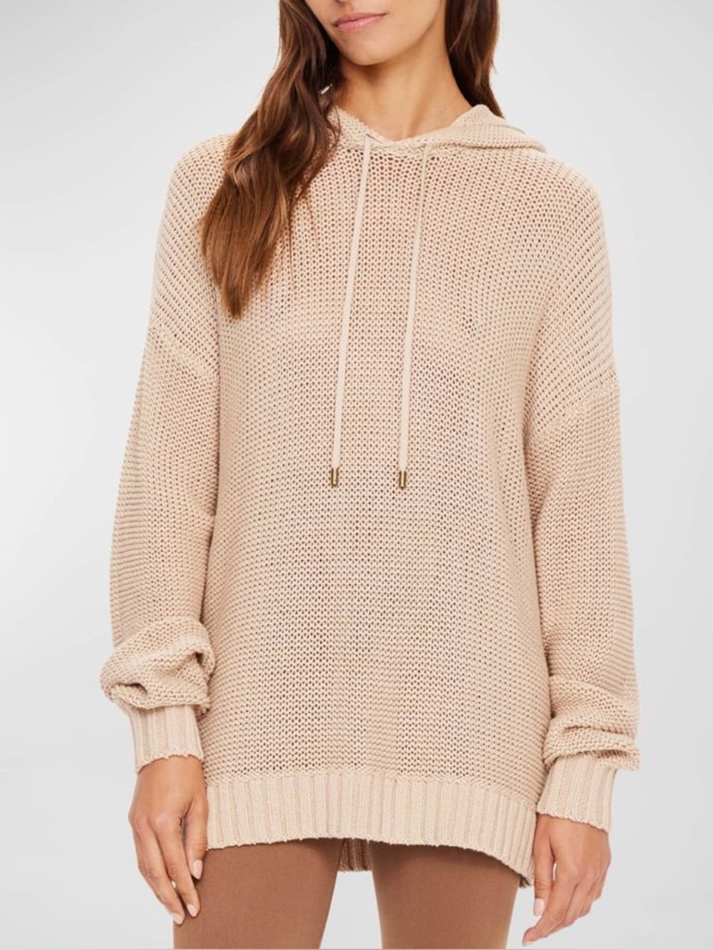 The Upside Abbey Knit Hoodie Organic Cotton Beige Sweater Size S